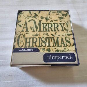 Pimpernel Christmas Blessing Coasters Set Of 6 Cork Backed Heat Resistant